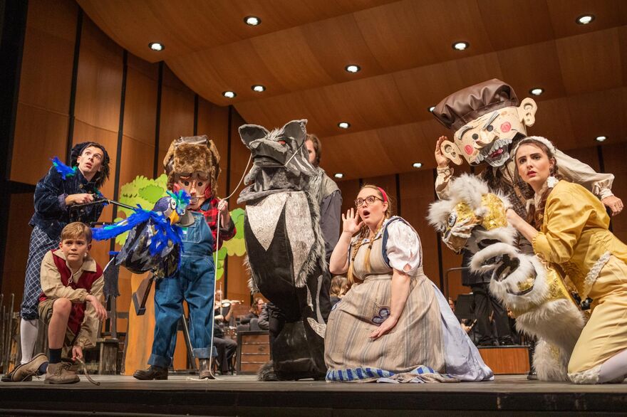 Image of Huntsville M.E.T. puppeteers on stage performing 