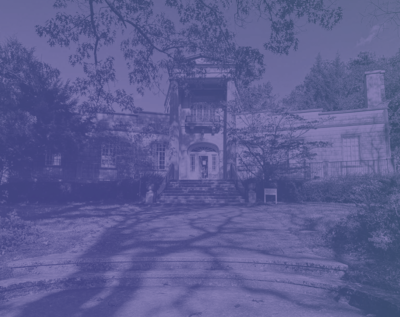 Purple tinted image of a building 